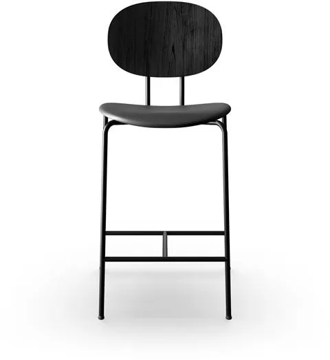 Sibast Furniture Piet Hein Baarituoli Musta tammessa ja mustassa nahassa
