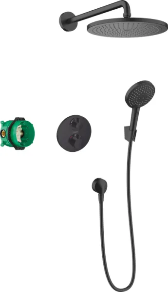 Hansgrohe Croma 280 -suihkujärjestelmä Ecostat S:llä, mattamusta