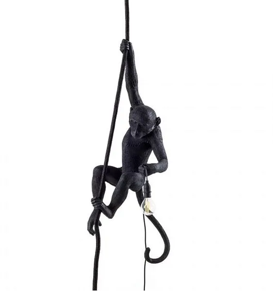 Seletti Monkey With Rope Kattovalaisin Musta Ulkokäyttöön