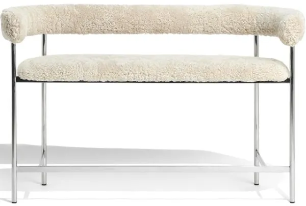 Møbel Copenhagen Font Bar -sohva 75 cm Lampaannahka Oyster/Kiillotettu teräsrunko