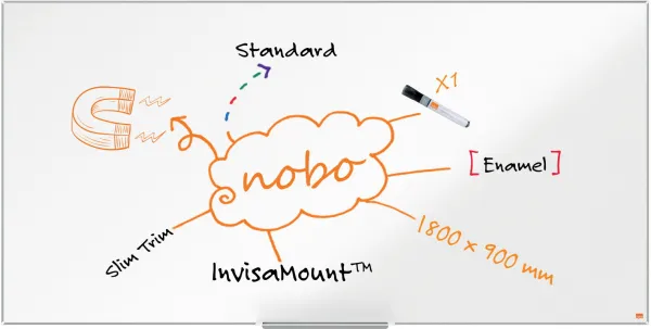 Nobo Impression Pro emaloitu valkotaulu 180x90 cm valkoinen